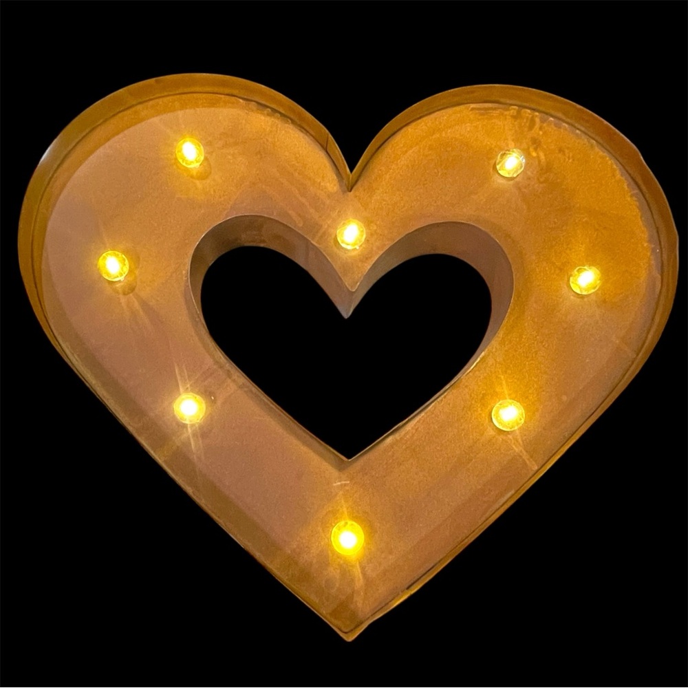 FREEPORT: Patina • Primitive • Rustic Lighted Marquee Heart Sign ✨🖤✨